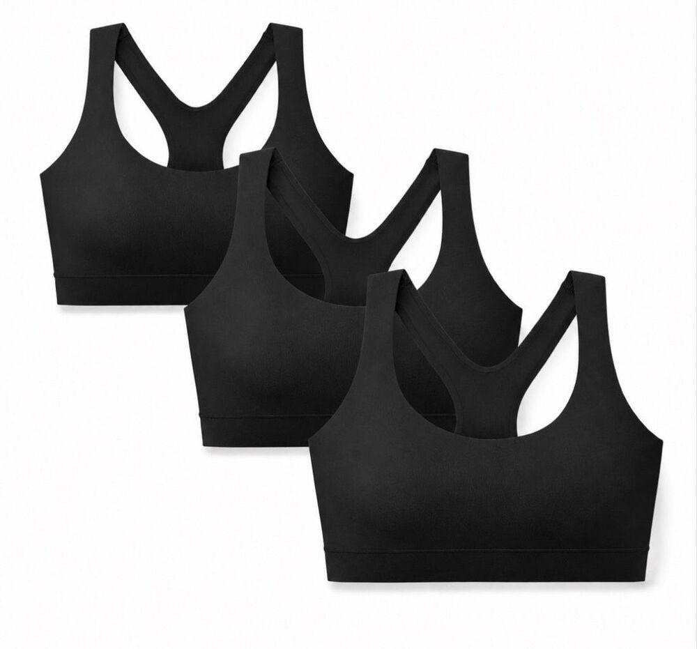Lot of 3 $174 True & Co True Body Impact Wireless Sports Bra Black 2X NWT